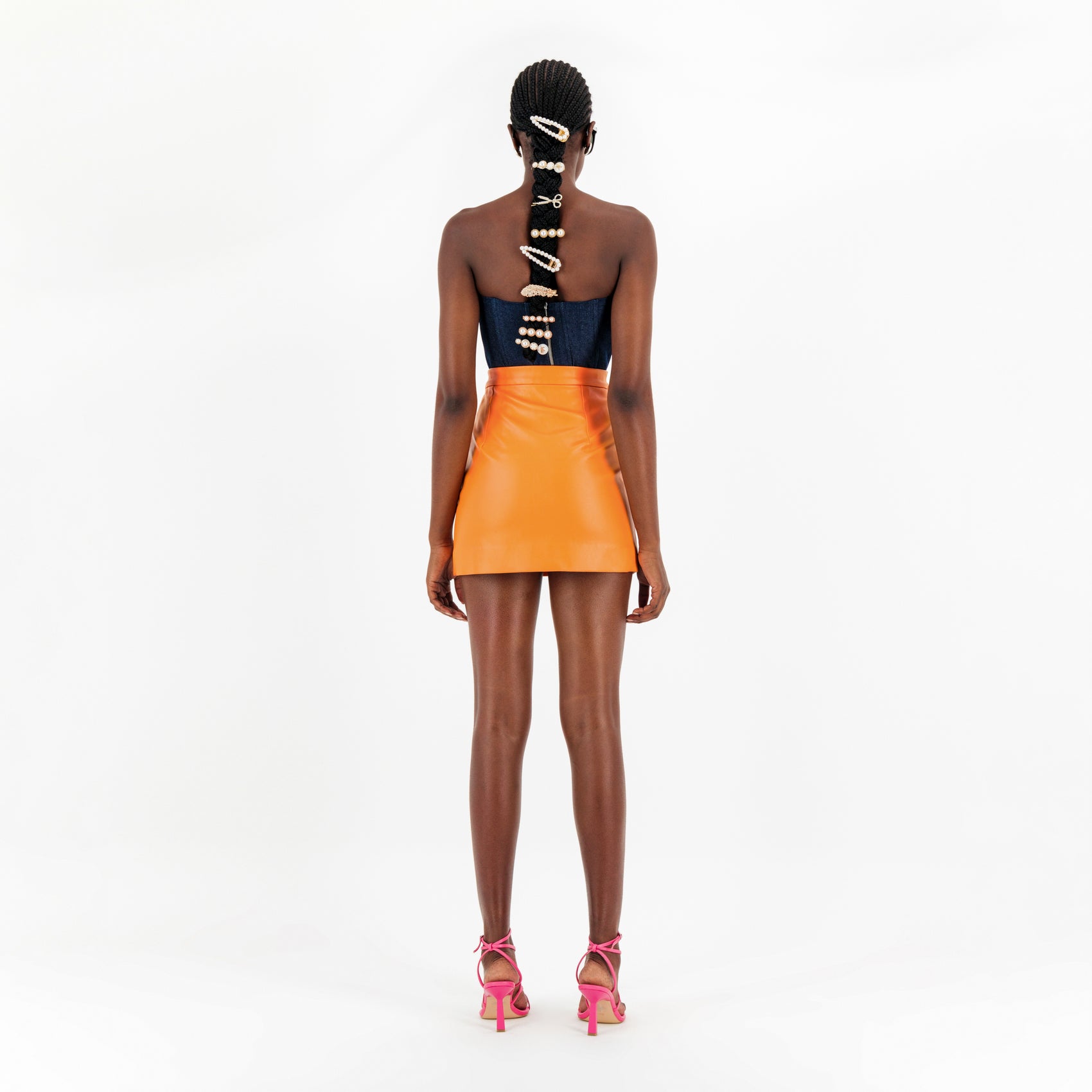 Wavy Faux Leather Mini Skirt