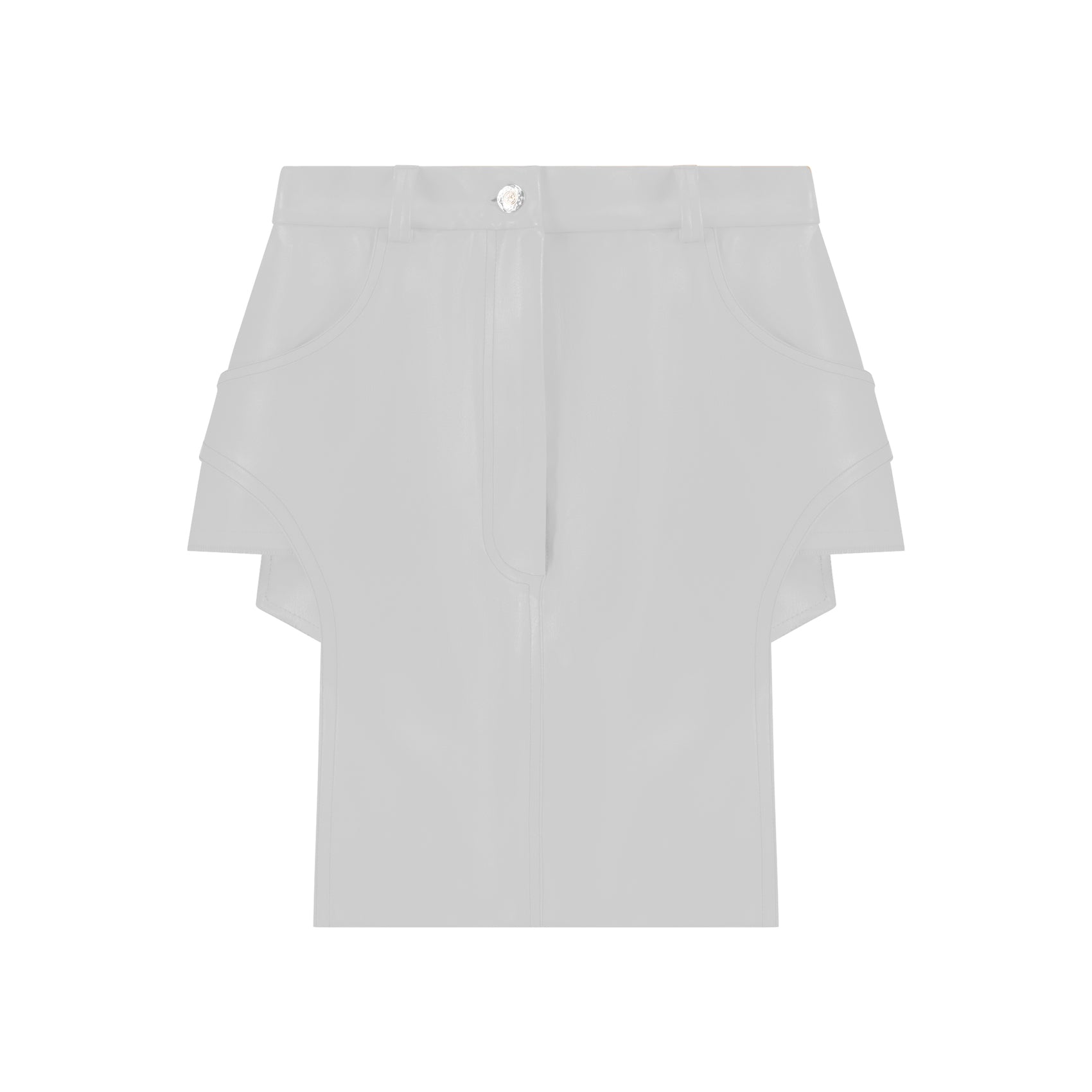 White Faux Leather Cut Out Skirt