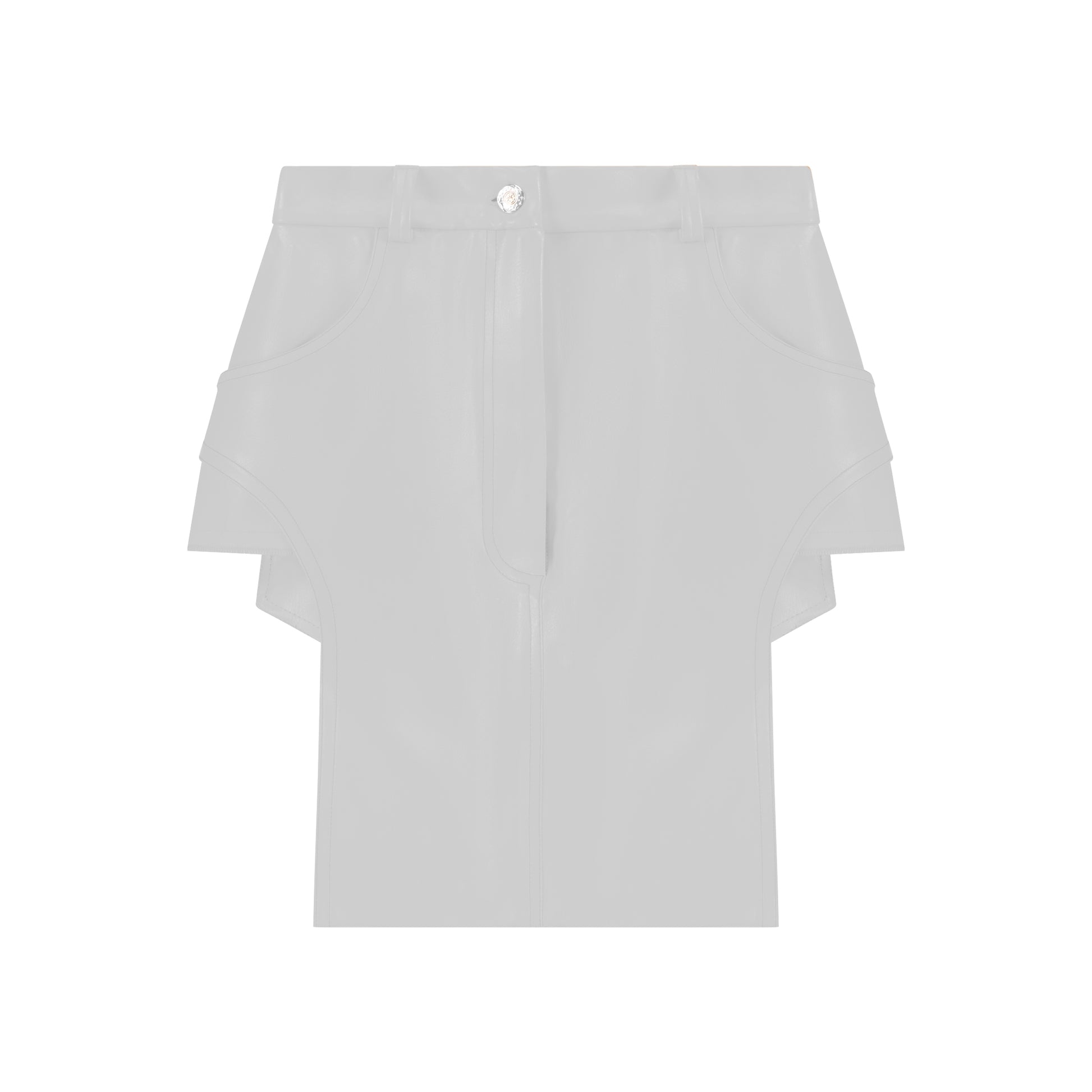 White Faux Leather Cut Out Skirt
