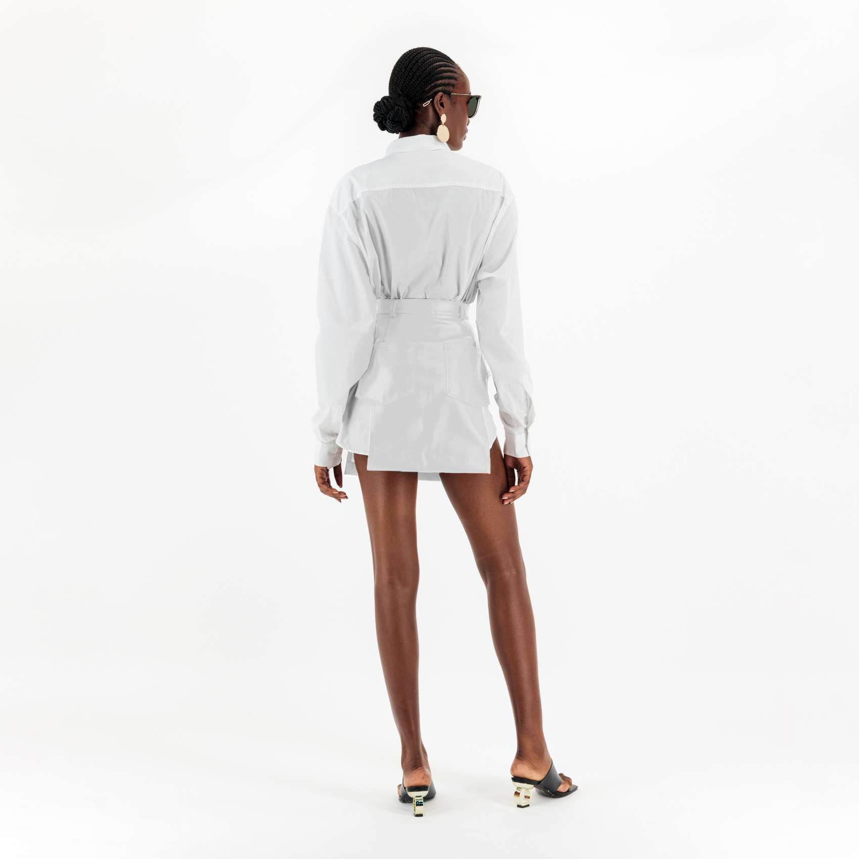 White Faux Leather Cut Out Skirt